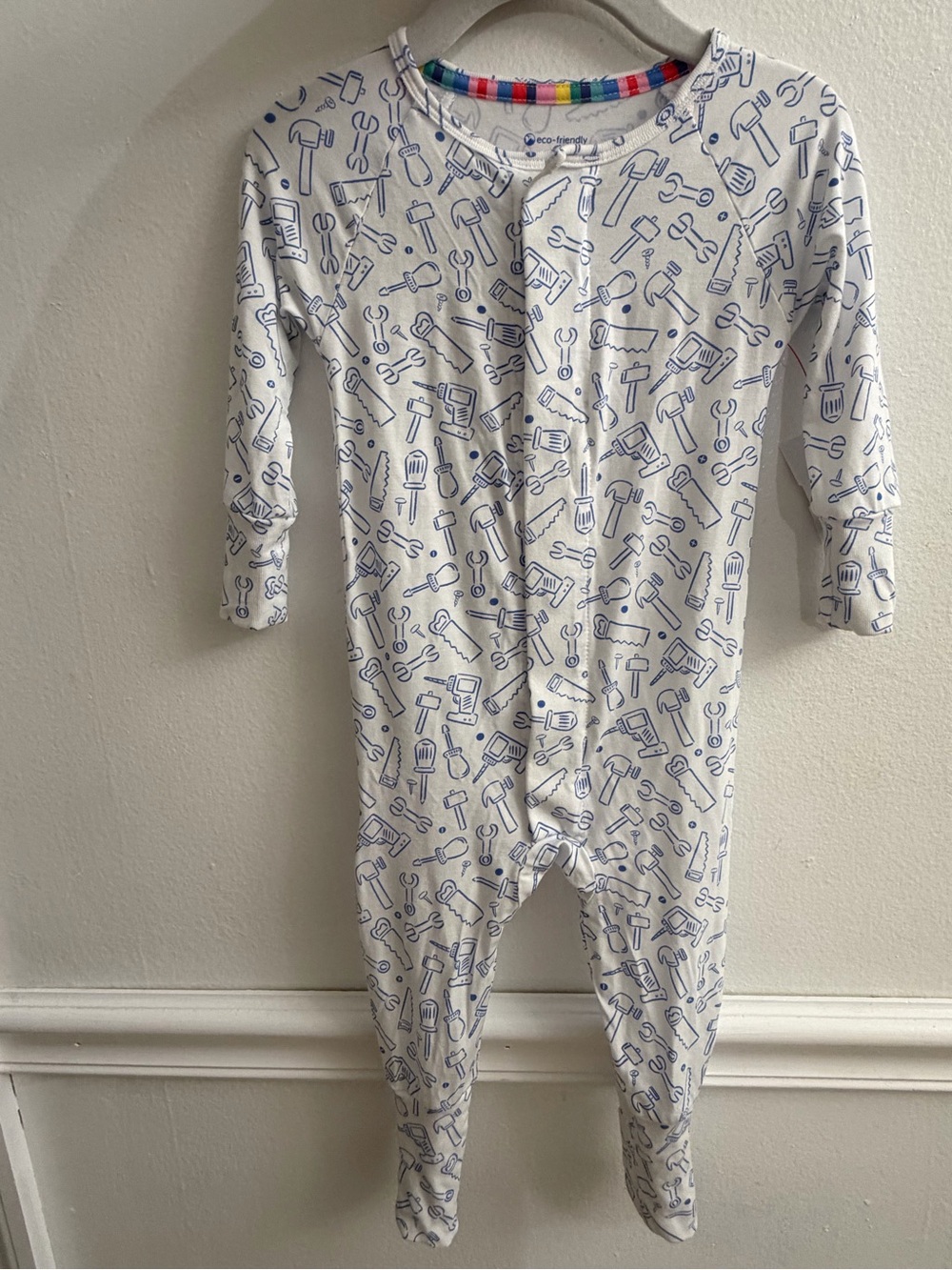Magnetic Me Footie Sleeper Tools Print 9-12M Bamboo Magnetic Pajamas